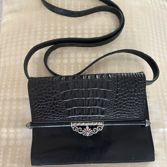 Handbags - Brighton Clutch and Crossbody Bag -
Elegant Black Crocodile-Embossed leather